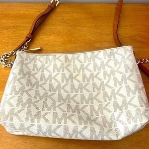 Michael Kors crossbody, light beige, good shape.